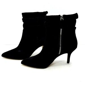 Bella Vita Black Pointed Toe Suede Ankle Boots with Side Zip
